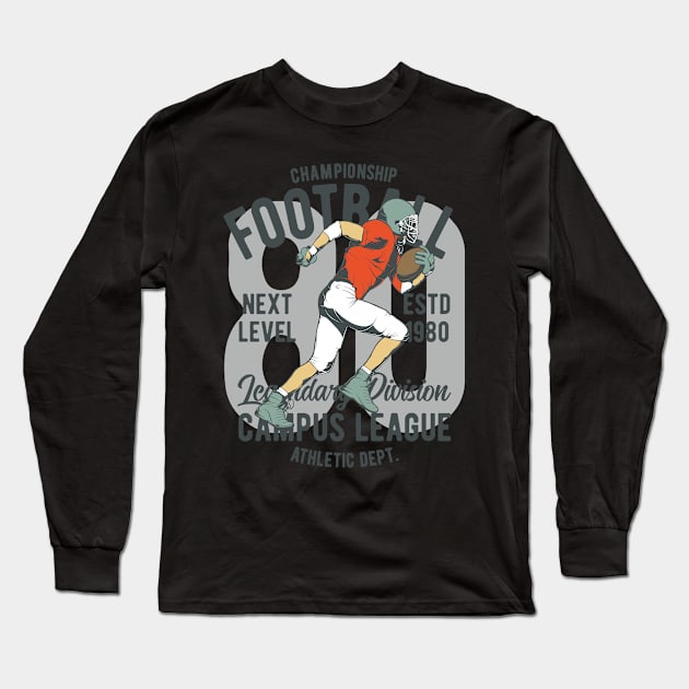 American Football Vintage Runningback Design & Gift Long Sleeve T-Shirt by Schimmi